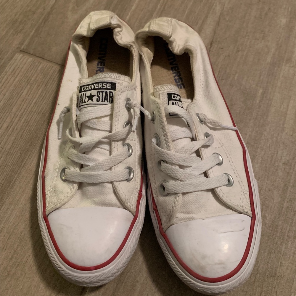 Converse white slip ons sz 7